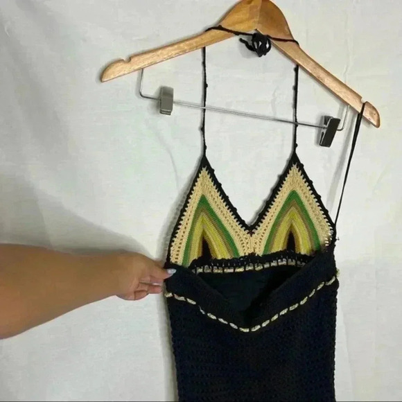 Free people crotchet black halter dress - Picture 7 of 12